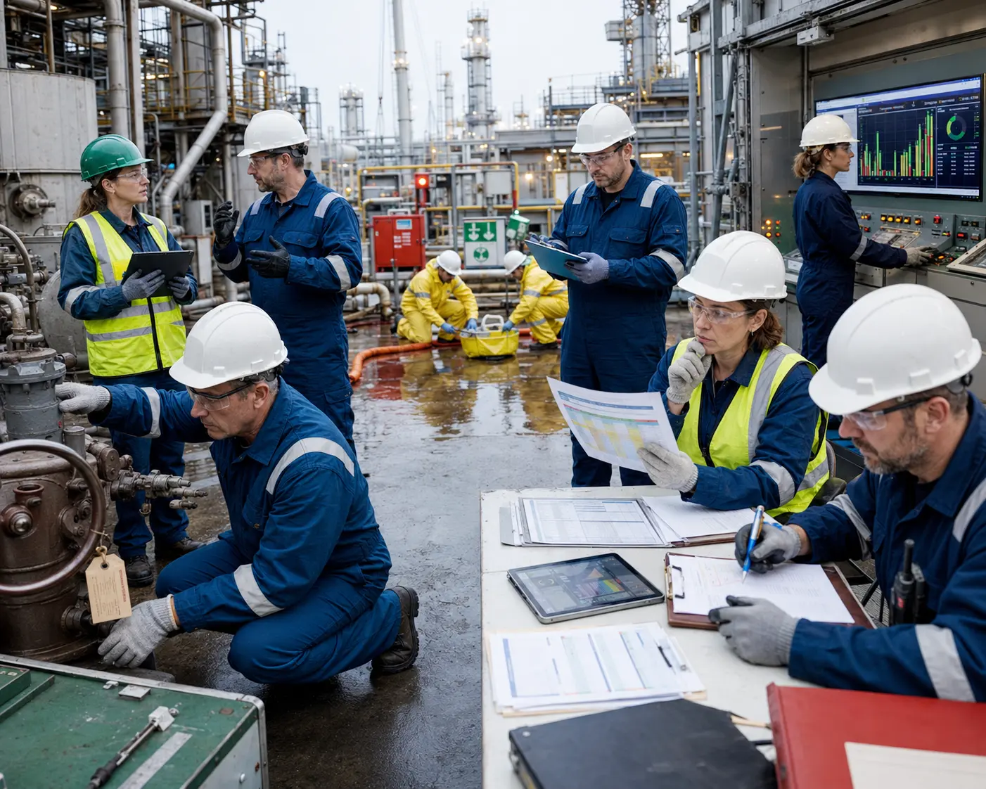 European energy oil and gas teams managing field risks HSE controls environmental compliance contractor records energy performance and audit evidence