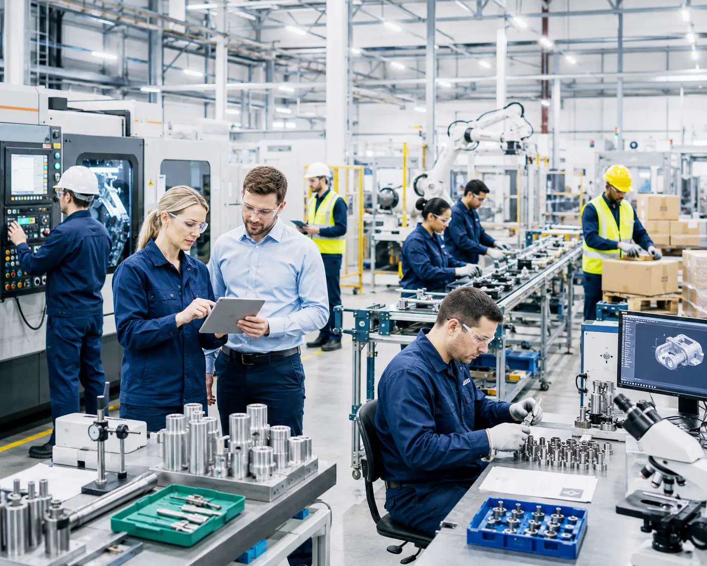 Factories production plants industrial suppliers machining workshops assembly operations component manufacturing and packaging