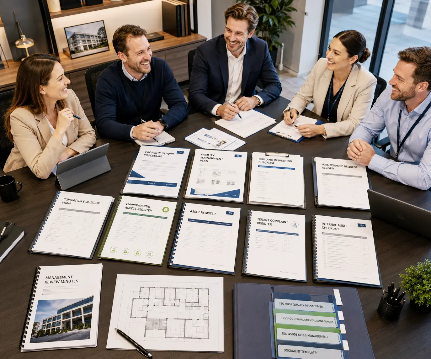 Editable real estate property management ISO documents templates property service procedure facility management plan building inspection checklist maintenance request record asset register complaint register and audit checklist